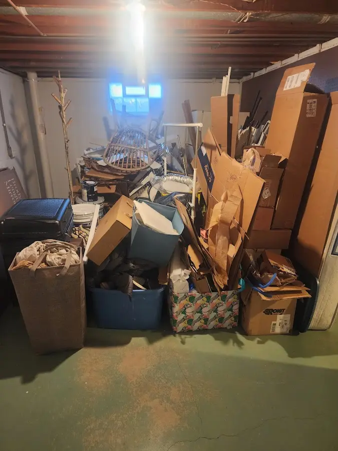 Roll-off dumpster container at job site for Cleanout Dumpster Rental in Lowesville